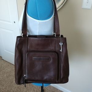 Fossil Brown Genuine Pebbled leather bag